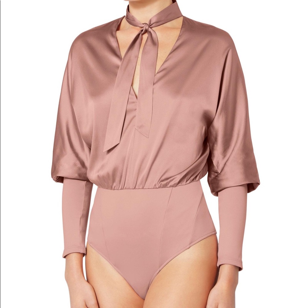 Fleur Du Mal Silk Rose Dolman Sleeve Bodysuit